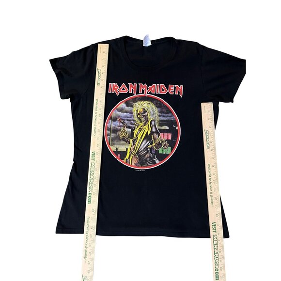 Iron Maiden T-Shirt Womens L 2019 Black Graphic Tee 100% Cotton Rock Band - Picture 8 of 12